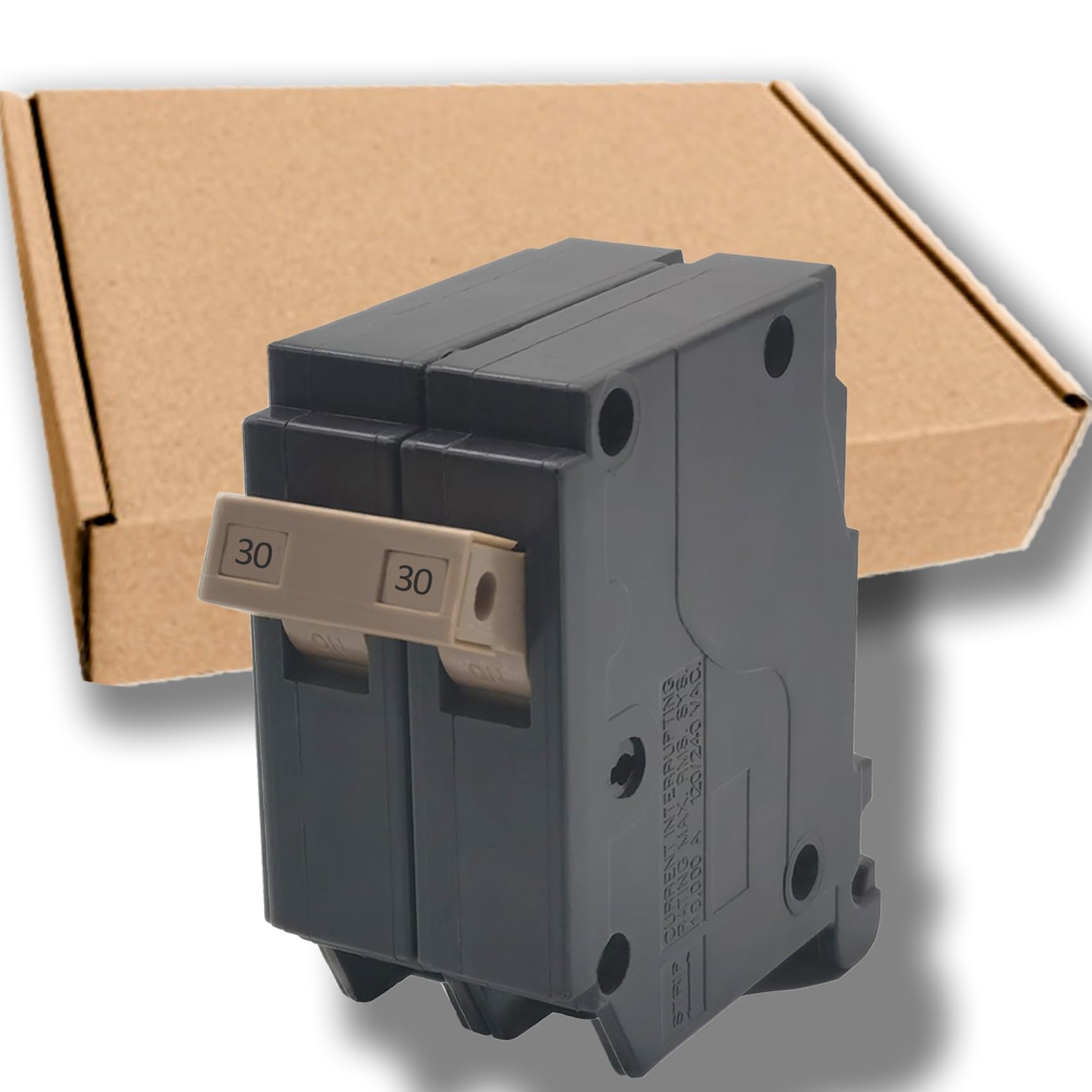 Photo 1 of 30 Amp 2-Pole Circuit Breaker, 3/4-Inch Plug-in Type Molded Case Circuit Breaker, Compatible with OEM Load Centers, 10KA 120/240V, Thermal Magnetic Protection, Genuine OEM-10 Years Warranty