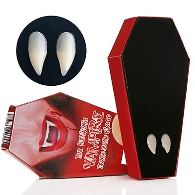 ZTHT Vampire Fangs with Adhesive 2 in 1 Kit, [Like Natural Real Teeth] Vampire Teeth Resin Teeth Accessories Fangs Suit for Kid and Adult