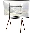Easel TV-Stand for 49-70 Inch TVs - Modern Adjustable TV Floor Stand with Cable Management & Anti-Tip Strap, Ideal for Living Room,Bedroom,Home Theater, Max VESA 600x400mm, Max Load 88lbs, Grey&Walnut