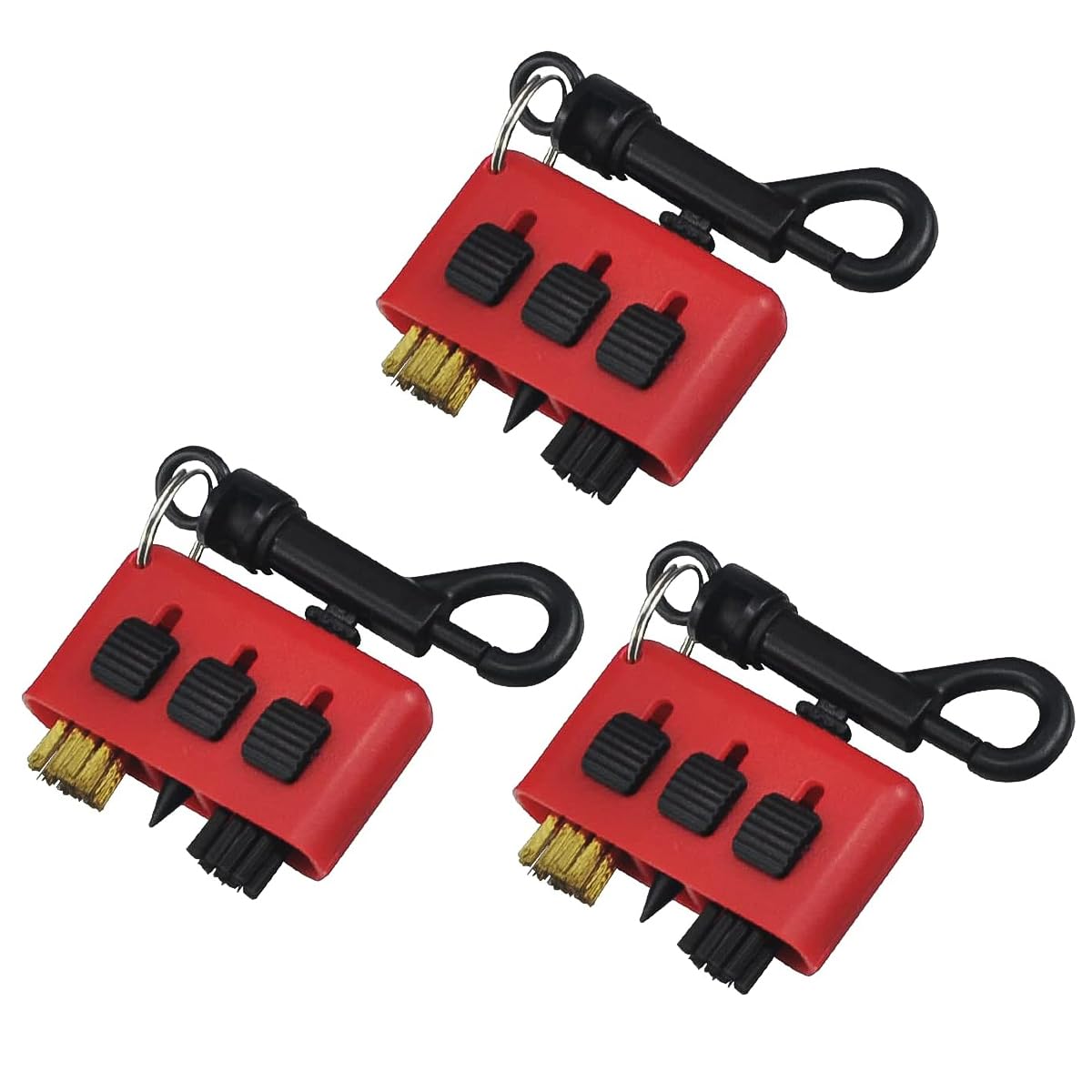 FUZVOL 3 Pack Golf Club Brush 3 in 1 Golf Slot Cleaning Brush with Clip Groove and Ball Shoes Cleaning Tools Putter Wedge Ball Cleaner Retractable Pocket Golf Club Accessories Red