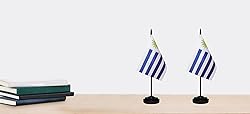 Uruguay Uruguayan Small Mini Desk Flag Set