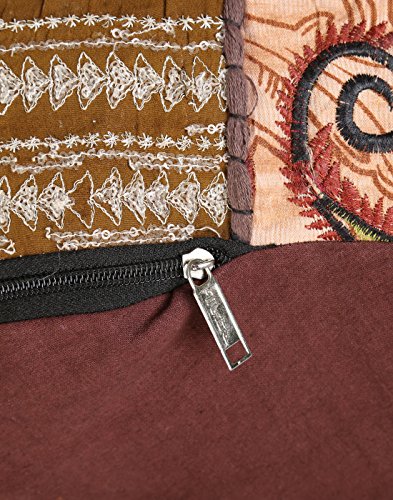 RAJRANG Traditional Cotton Brown Indian Ottoman Pouf Cover Patch Work Floral Foot Stool Ottoman for Kid Outdoor Pouffe Seating - Thumbnail 2