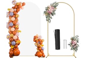 PARSEBIO 7.2 FT Wedding Arch Backdrop Stand and White Arch Cover Set, Metal Arch Stand with Arch Stand Cover for Birthday Party Wedding Ceremony Bridal Baby Shower Event Decor