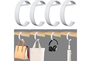 Gelobo 4 PCS Purse Hook for Table Heavy Duty, e-Shape Bag Hanger for Table, Classroom, Office, Travel, Multi-Use Portable Bag Hook for Desk, Headphone, Key, Backpack, Office Table Accessories (White)