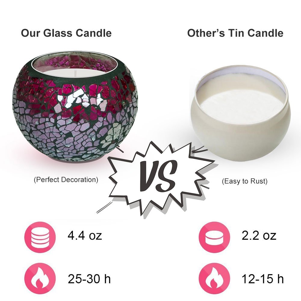 Scented Candles Gift Set, U2C Handmade 3 x 4.4 Oz 100% Natural Soy Glass Candles, Set of 3: Lavender, Rose and Lemon Travel Candle, Use for Aromatherapy, Weddings, Christmas Gift Candles (3 Pack)