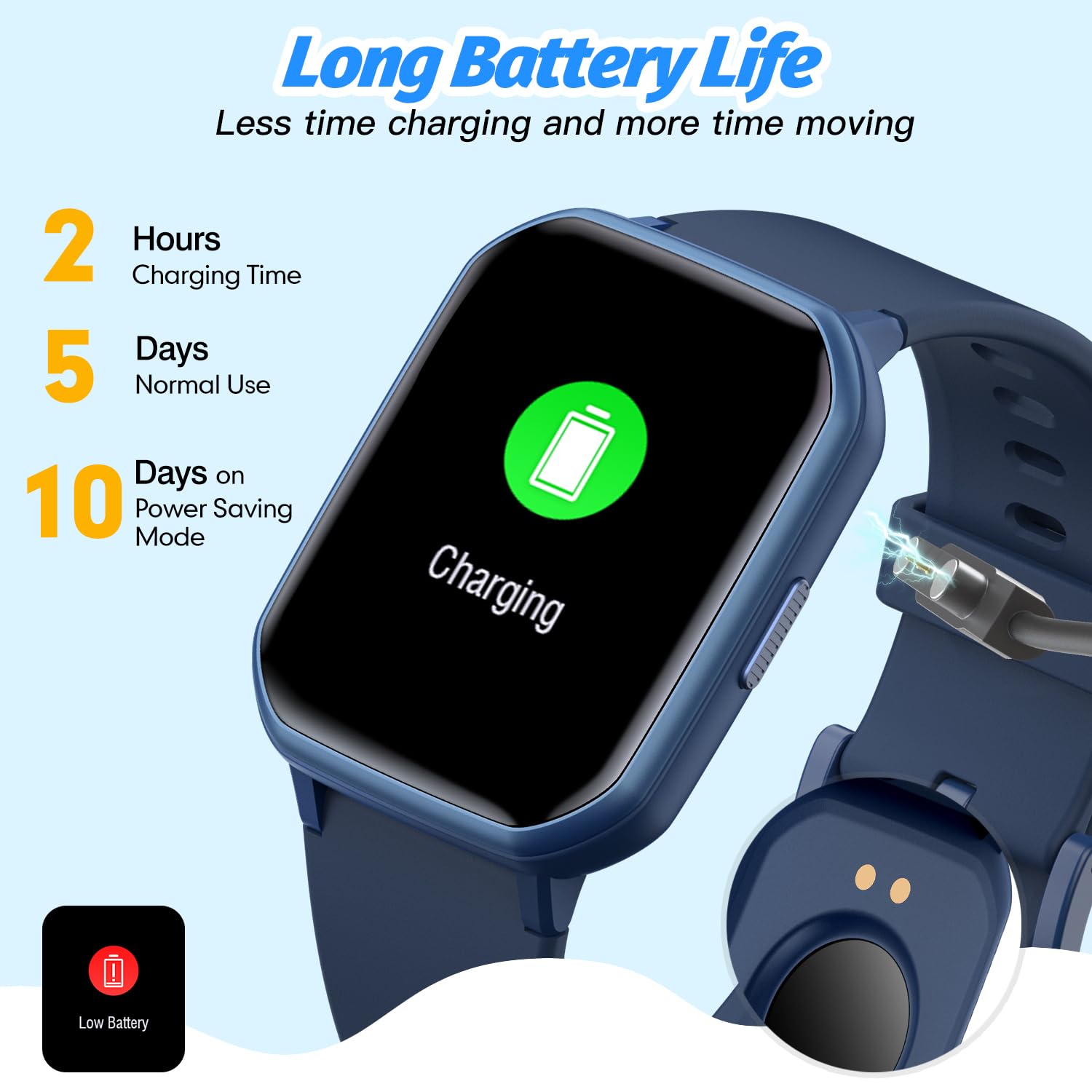 Kids Smart Watch for Boys,IP68 Waterproof Kids Fitness Tracker Watch with 1.5 Inch DIY Face,Heart Rate Sleep Monitor,19 Sport Modes,Calories Counter,Alarm Clock,Great Gifts for Children 6+ (Blue)