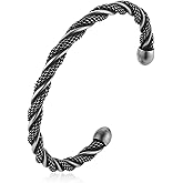 HZMAN Cuff Bracelet for Men Stainless Steel Classic Black Elastic Bracelet Twisted Cable Bangle Bracelet Jewelry Gift