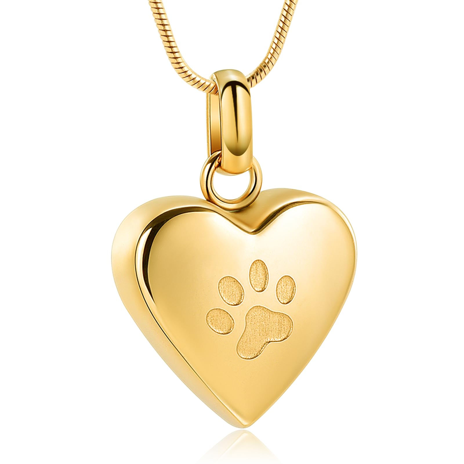 Pet Cremation Jewelry - Paw Print & Heart Urn Pendant Necklace Memorial Keepsake for Dog's & Cat's Ashes