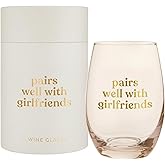 Santa Barbara Design Studio Gift Boxed Wine Glasses Gold Foil Stemless Wine Glass, 17-Ounce, Pairs Well With A Girlfriends