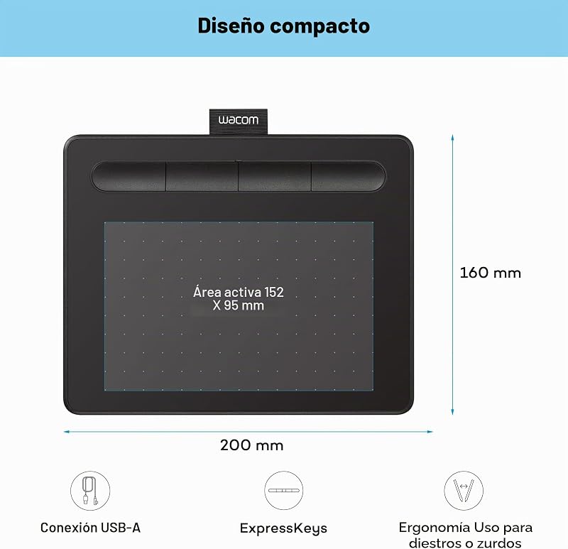 Intuos S, Tableta de dibujo, incl. Wacom Pen 4K sin batería