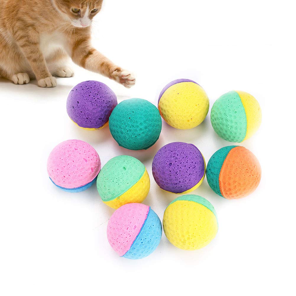 HEEPDD Cat Latex Balls, 10pcs Colorful Foam Play Toy for Cats, Dogs, Puppies, Kittens, Interactive Pet Toy