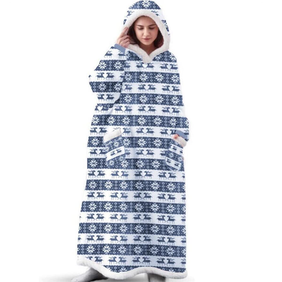 EAHOME Extra Long Hoodie Blanket Sweatshirt 3XL for Women Men 1pcs, Super Warm and Cozy Big Blanket Hoodie, Wearable Flannel Blanket with Sleeves and Pocket — image 1