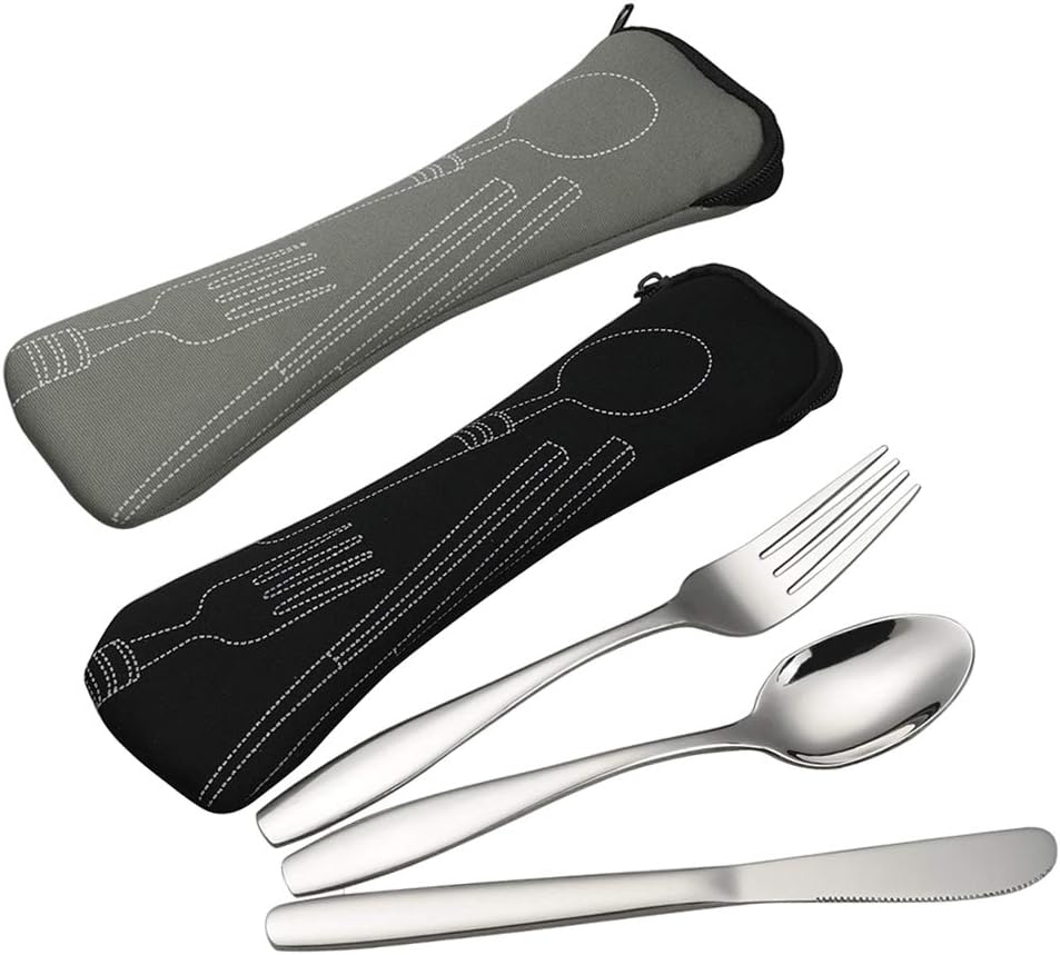 Gitany 6piece Travel Camping Cutlery Set of 2, Stainless Steel Outdoor