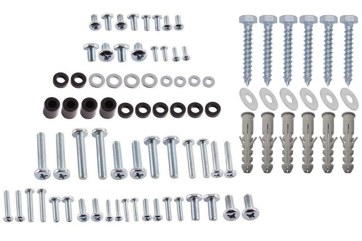 Auline Universal TV Wall Mount Hardware Kit - VESA Screws, Bolts, Washers, Spacers for TV Bracket Wall Mounts - Including Masonry Wall Fixing Bolts & Plugs