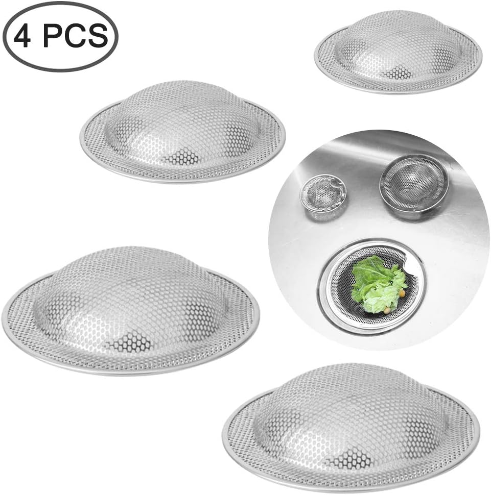 4 PCS Kitchen Sink Strainers, FineGood Stainless Steel Anti-clogging Mesh Sink Drainer Kithen Sink Drain Filter Basket-Silver - Image 3