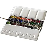 Talens Rembrandt Artists Watercolor 36 Half Pans Travel Set in Metal Tin with Sable Brush