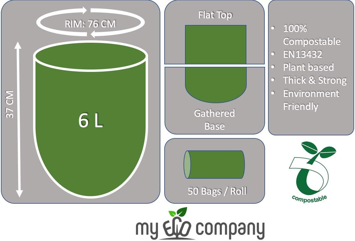 My Eco Company 5L / 6L X 200 Compostable Kitchen Food Waste Compost Bin Bags Caddy Liners (5 Litre / 6 Litre) - Image 3