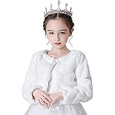 BESTORI Girls Princess Faux Fur Wrap Shawl Cozy Flower Girls Bolero Shrug Winter Warm Cape Party Wedding Dress Up