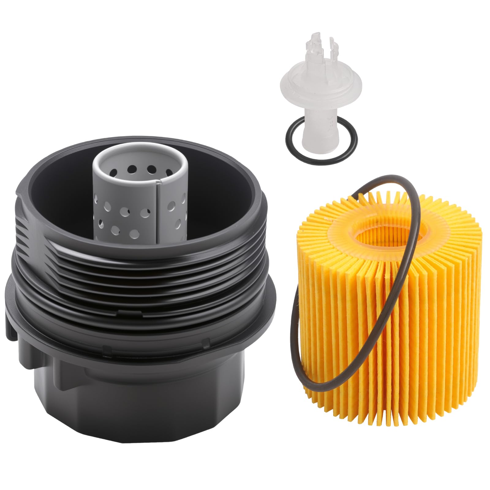 Photo 1 of 1.8L Engine Oil Filter Cap Assembly Compatible With Toyota Lexus Scion Vehicle Corolla 2009-2016, Matrix 2009-2014, Prius 2010-2017, Prius V 12-18,xD, CT200h Replace# 15620-37010, 917-039, 04152-37010