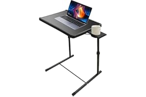 Bblife Adjustable Much Steady Folding Laptop Table TV Tray, Foldable/Liftable, Portable Folding Desk Writing Computer Desk for Home Office, TV Tray Table Desk (Black)