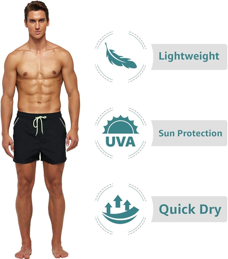 Pioneer Camp Men's Swim Trunks with Back Zipper Pockets and Mesh Lining Quick Dry Athletic Swimwear Shorts Bathing Suit: Clothing