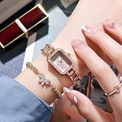 SENRUD Women Watch Fashion Rectangular Crystal