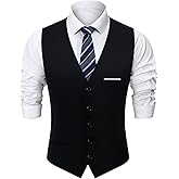 Fashonal Mens Suit Vest, Business Formal Dress Vest for Men Solid Slim Fit Waistcoat, S-3XL
