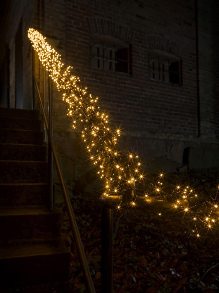 Konstsmide Micro LED Cluster Christmas Lights/ Outdoor or Indoor (IP44)/ 8 Functions with Memory / 2016 Amber Diodes/ Black Cable - Image 4