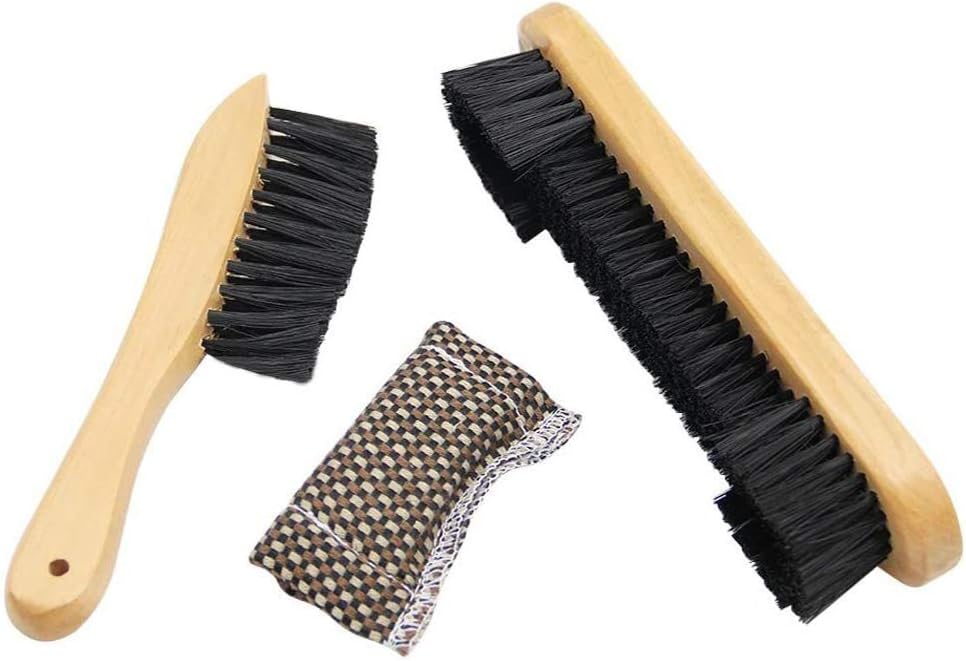 bouti1583 Wooden Billiards Pool Table and Rail Brush with Billiard Cue Shaft Slicker Snooker Cloth Cleaner
