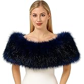 Old DIrd Faux Fur Shawl Wrap 1920s Warm Fur Pullover Cloak Bridal Dress Cape Coat Evening Costume Capelet with Elastic