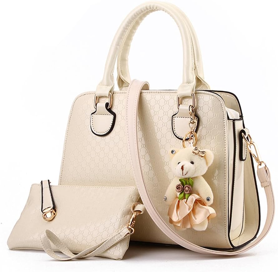WOMJIA New Hot Selling Women Stylish Shoulder Bag Pu Leather Handbag 2 Piece Tote Bag Purse Set