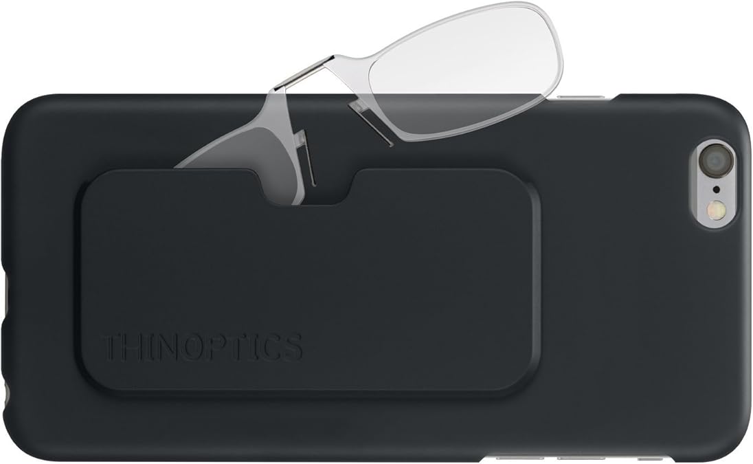 ThinOPTICS Reading Glasses on your Phone, iPhone 6 Plus Black Case, +2.