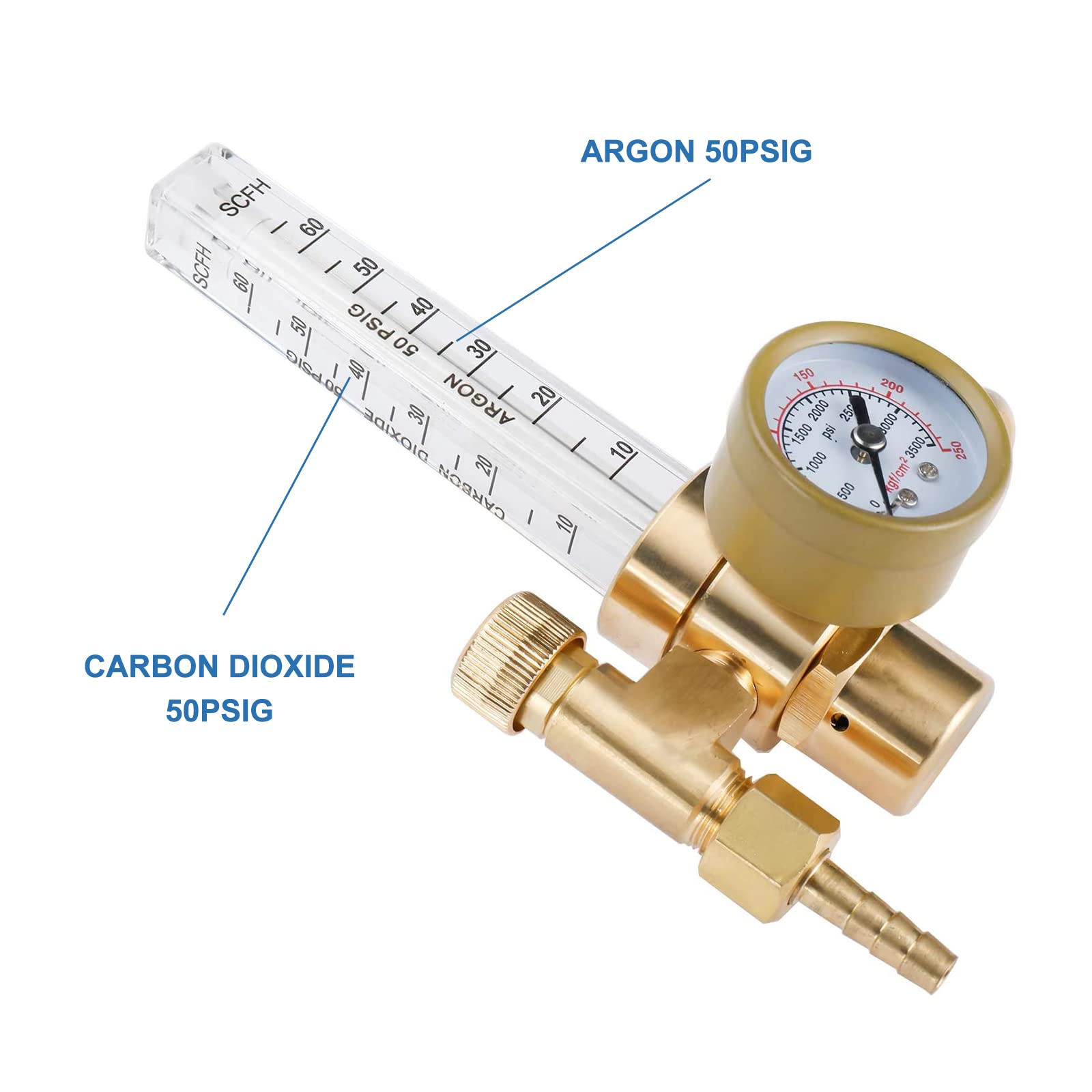 thumbnail image 2 of Argon Flowmeter Regulator – PX FM-060 0-60 SCFH – 50 PSI – TIG/MIG Welding 2 of 5
