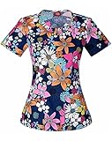 Everyday Scrubs Signature by Dickies Women's Round Neck Floral Print Scrub Top
