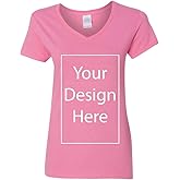V-Neck Ladies Add Your Own Text Design Custom Personalized T-Shirt Tee