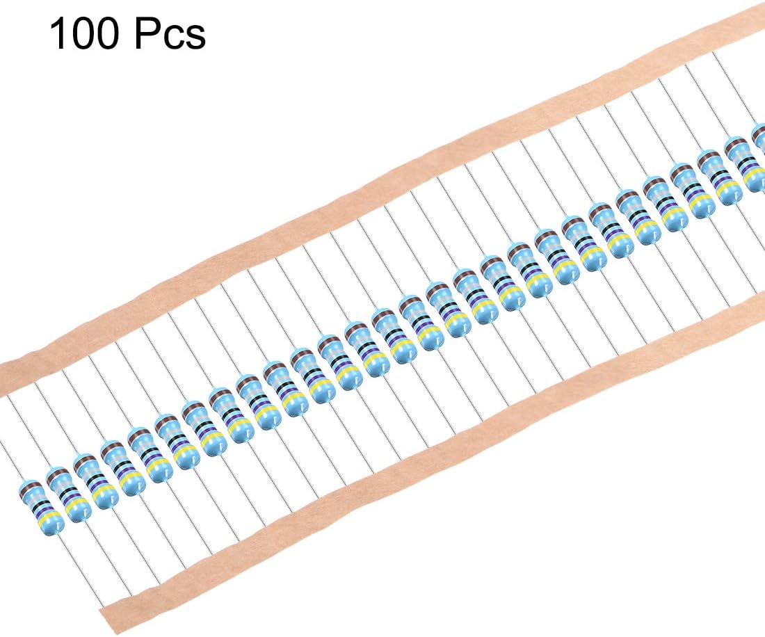 sourcing map 100Pcs 4.7 Ohm Resistor, 1/2W 1% Tolerance Metal Film Resistors, Lead, 5 Bands for DIY Electronic Projects and Experiments - Image 4