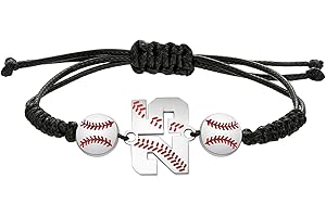 XOYOYZU Baseball Number Bracelets for Men Athletes Jersey Number Bracelet Handmade Braided Adjustable Bracelets Personalized Baseball Gifts for Men
