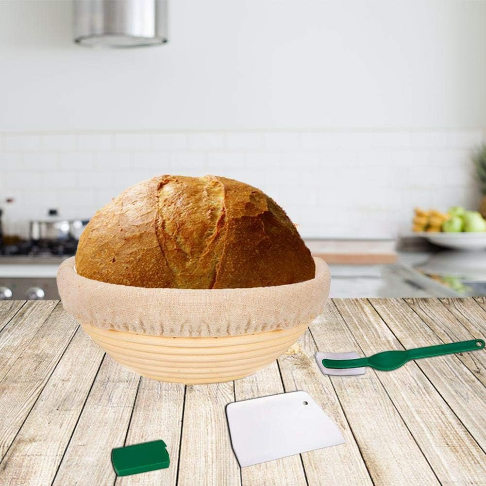 Wustrious 5/7/8/9inch Bread Banneton Proofing Basket Set - Round Rattan Handmade Banneton Bread Proofing Basket with Cloth Liner, Dough Scraper and Bread Lame for Sourdough Bread, Baking Realistic