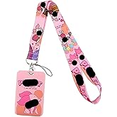 Winnie Cartoon Pooh Piglet Cartoon Character Lanyard with ID Holder Keychain
