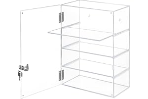 KALOTIDY Acrylic Display Case with Lock – Acrylic Storage Chest for Figures, Collectibles, Jewelry, Expensive Items & More – Secure and Organized Storage (Removable Shelves-B, Rectangle)