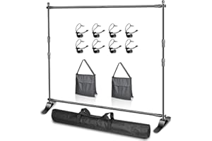EMART Adjustable Photo Backdrop Banner Stand with 10 X 8ft（W X H） Telescopic Tubes, Suitable for Trade Shows, Professional Photography Booths, and Step and Repeat Background Displays