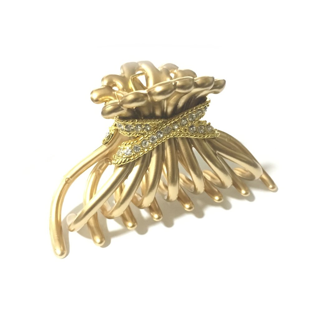 Meilliwish Noble Women Girls Ponytail Holder Hair Claw Clip 1 PCS(D36)(Gold)