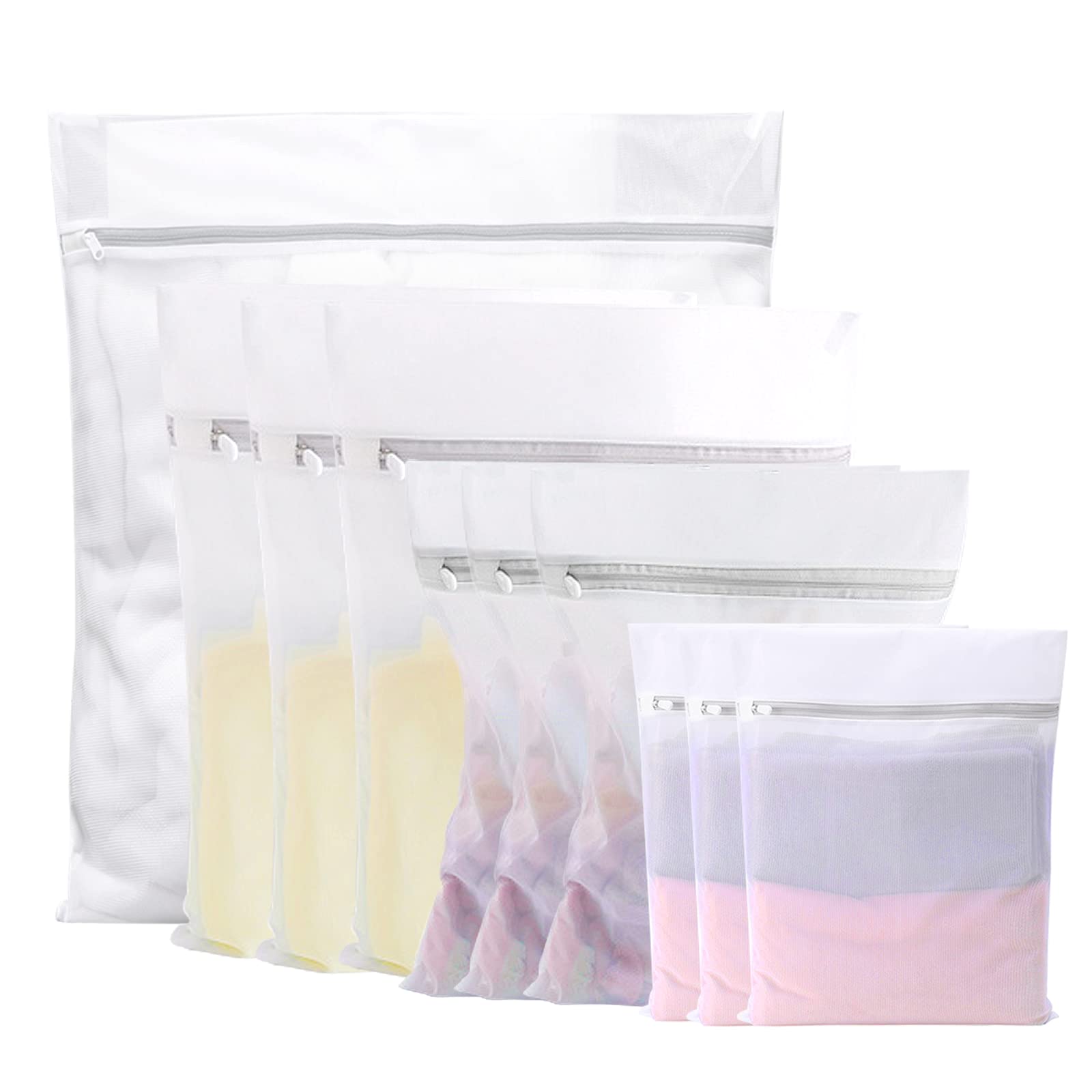 BillyBath Laundry Nets Laundry Bag for Washing Machine 10 Pieces Durable Mesh Laundry Net with Zipper for Blouses, Bras, Hosiery, Underwear, Lingerie and Baby Clothes