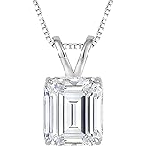 Synlahsky 12ct Moissanite Necklace for Women,925 Sterling Silver Emerald Cut Pendant Gifts