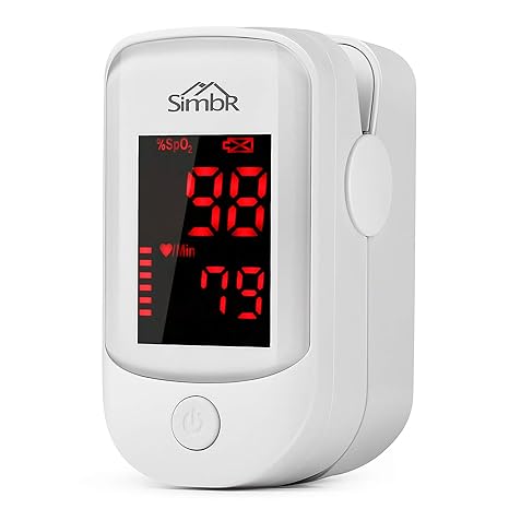 SIMBR Pulsoximeter, Fingeroximeter, Oximeter, Digitales Fingerpulsoximeter mit LED Bildschirm zur Messung von SpO2, Pulsfrequ