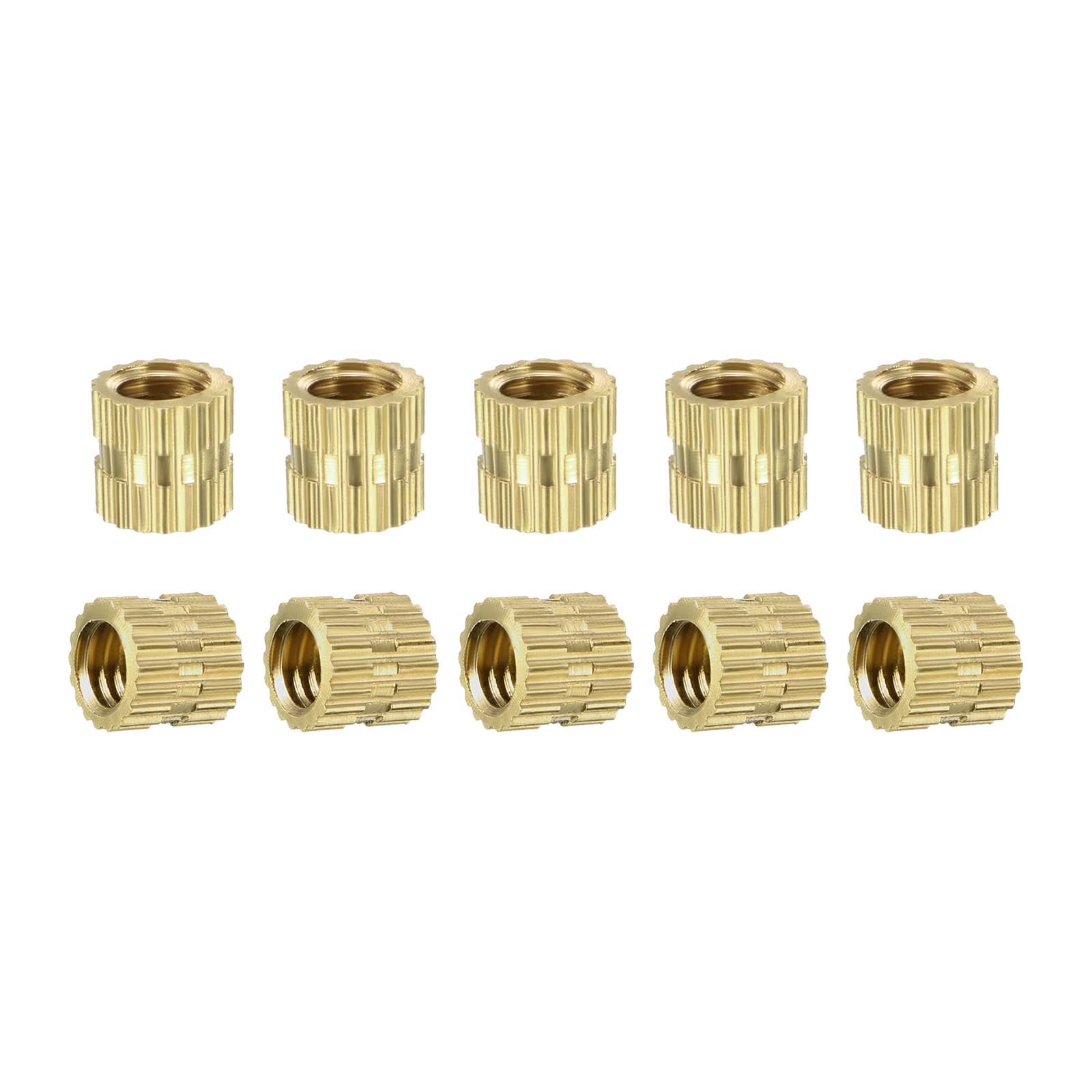 DTGN M4x5x5mm(IDxLxOD) Knurled Insert Nuts - 100 Pack - Good for Plastic Shells - Brass Female Thread Heat Set Inserts Embedment Nut — image 1