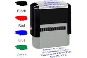 Personalized Stamp 47x18mm Custom Self-Inking Business Address Rubber Stamps Up to 4 Lines-4 Color and Font Choices
