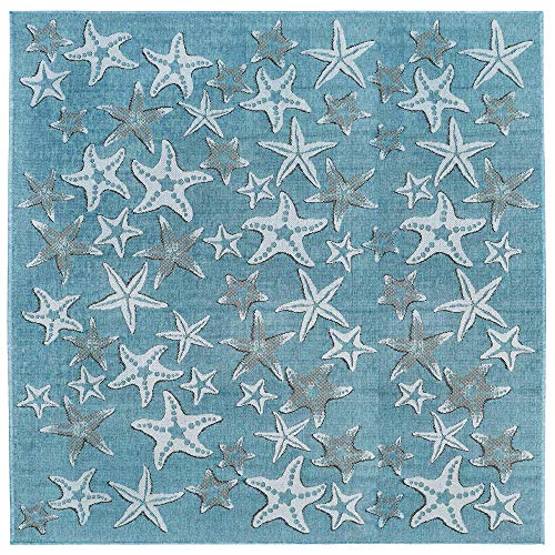 Liora Manne Indoor/Outdoor Rug, 7'10" Square, Starfish Aqua