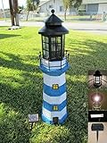 Garden Sunlight C5116W1 Solar Lighthouse Garden Decor, Blue/White, White LEDs, (35-Inch)