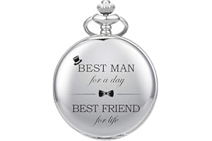 SIBOSUN Best Man for Wedding or Proposal - Engraved Best Men Pocket Watch - Personalized for Groomsman Pocket Watches Silver